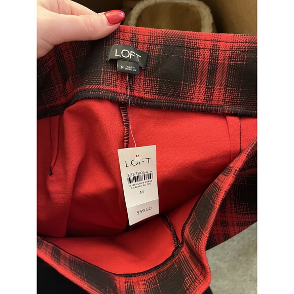 Loft Buffalo Plaid Ponte Leggings Skinny Leg Ankle Length Size Medium NEW - Picture 3 of 9